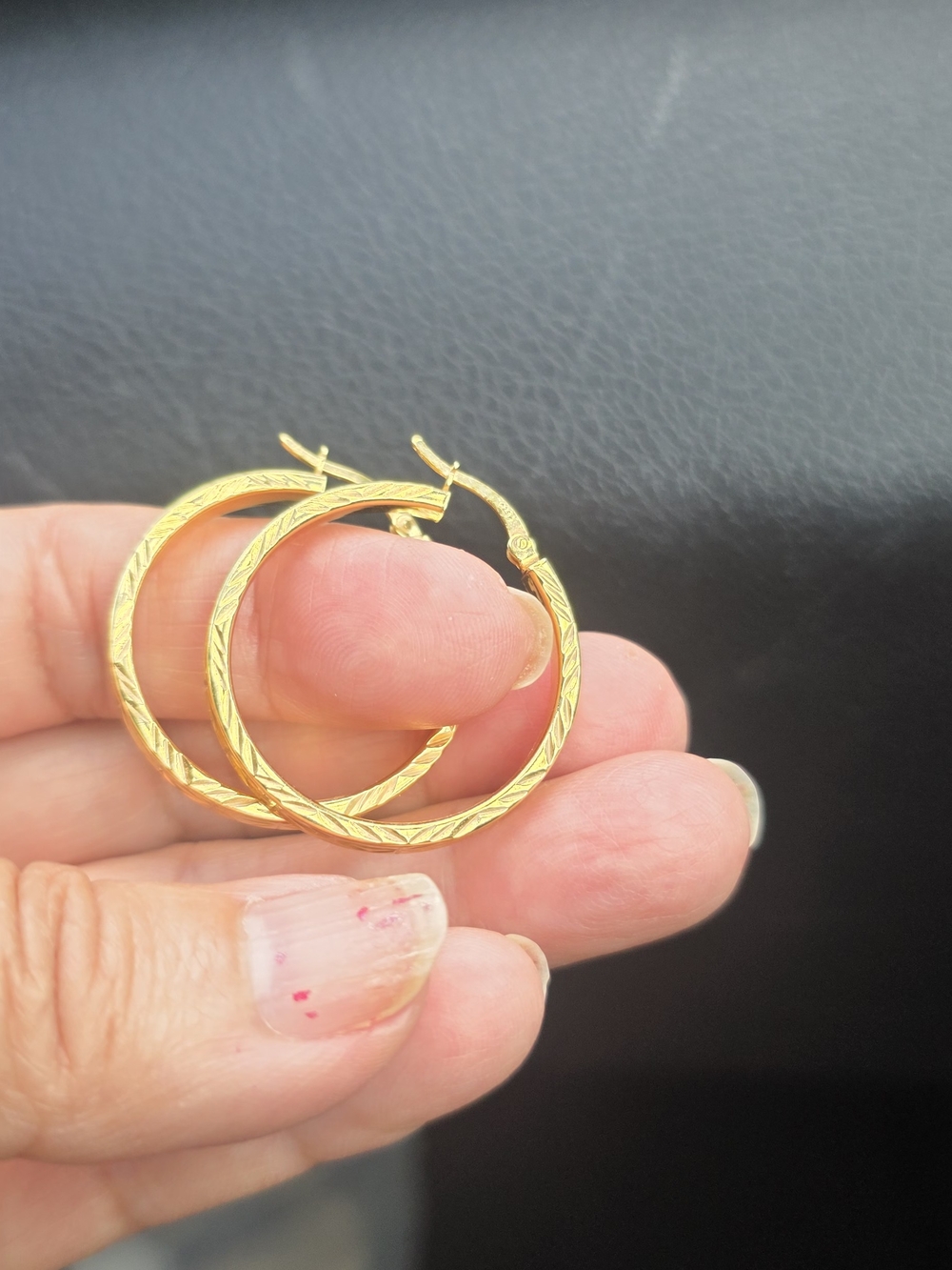Gold-plated Sterling Silver Textured Hoop Earrings - Classic Womens Jewelry
